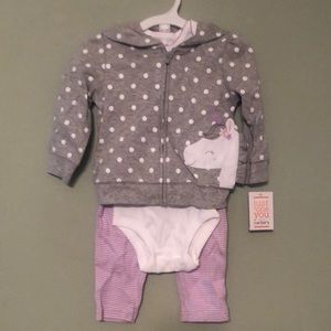 Carter’s just one you 3 pcs unicorn hoodie 12m NWT